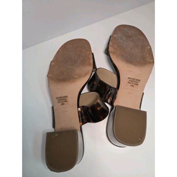 And taylor block heel strappy slip on sandals tortoise shell finish sz 9.5 - Picture 6 of 7